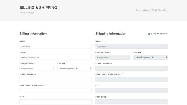 Billing & Shipping Form